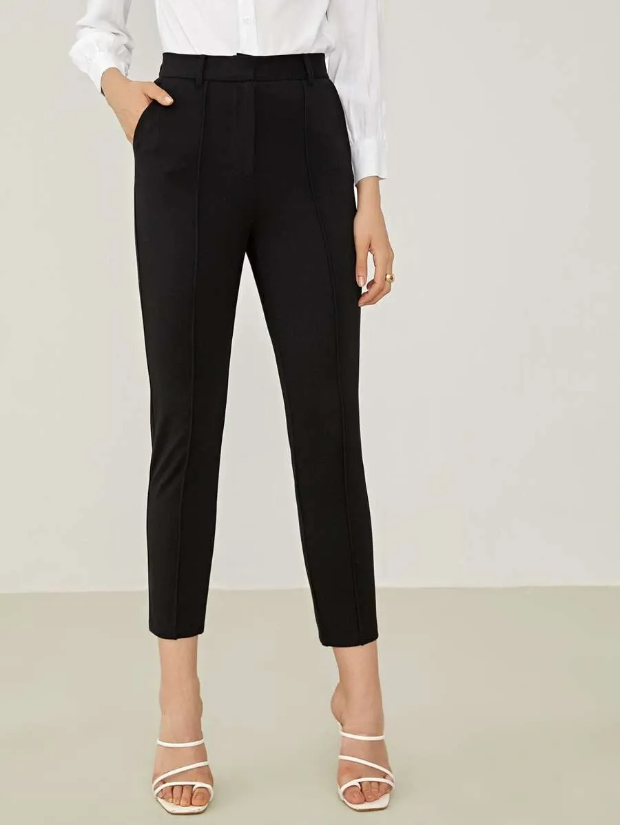 Seam Front Slant Pocket Tailored Pants