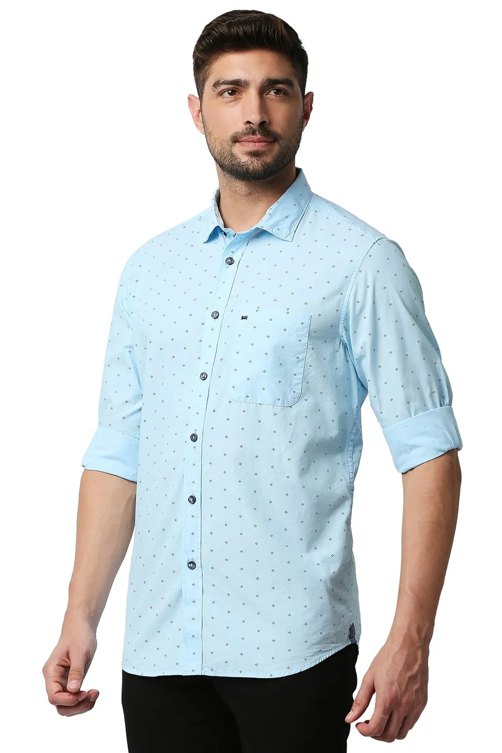 Slim Fit Fil-a-fil Printed Shirt