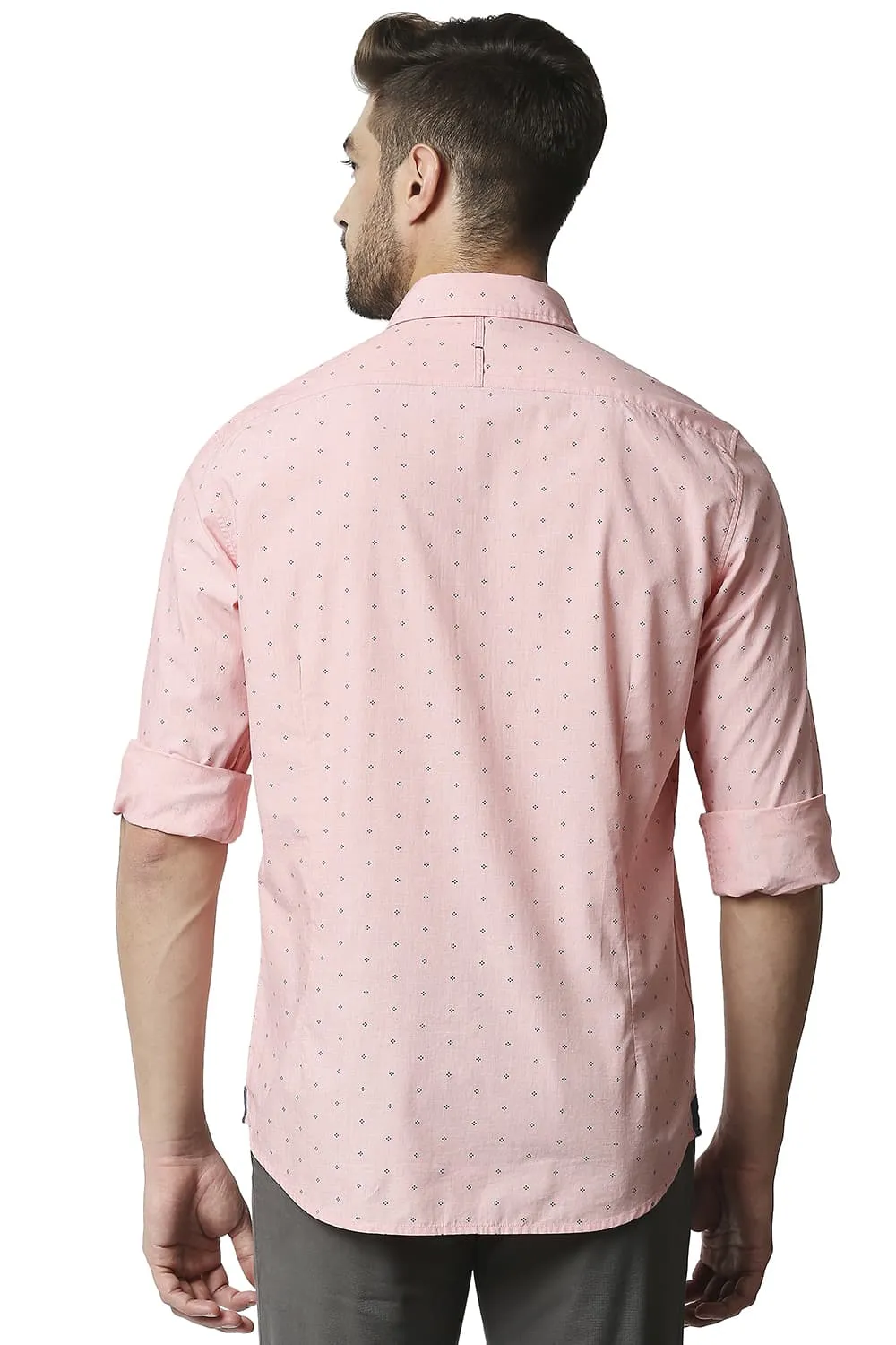 Slim Fit Fil-a-fil Printed Shirt