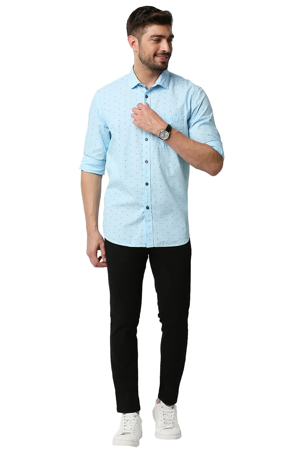 Slim Fit Fil-a-fil Printed Shirt