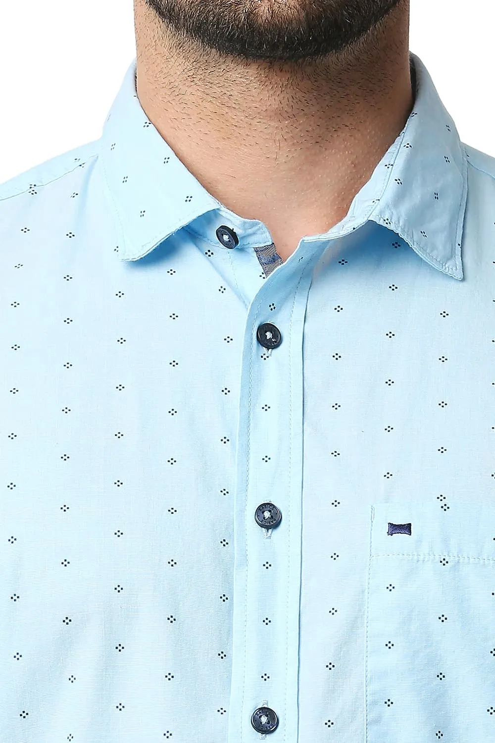 Slim Fit Fil-a-fil Printed Shirt