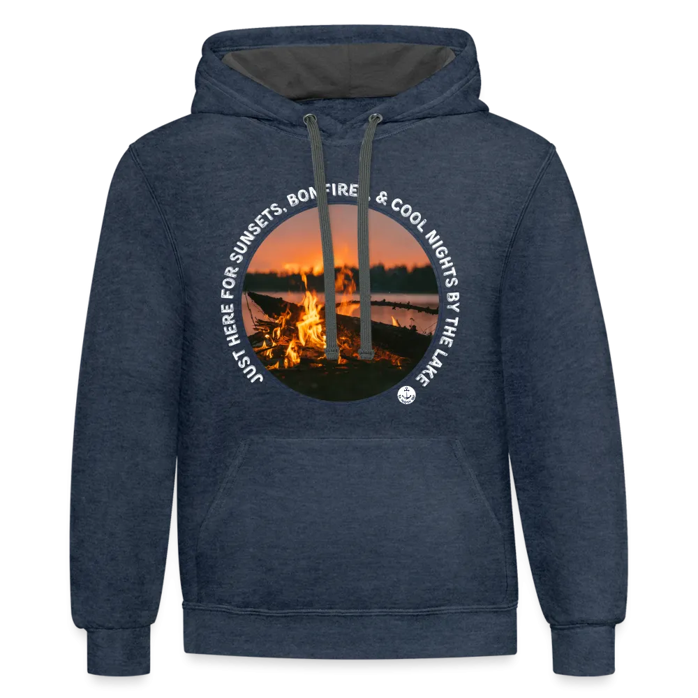 Sunsets & Bonfires Fall Contrast Color Lake Hoodie