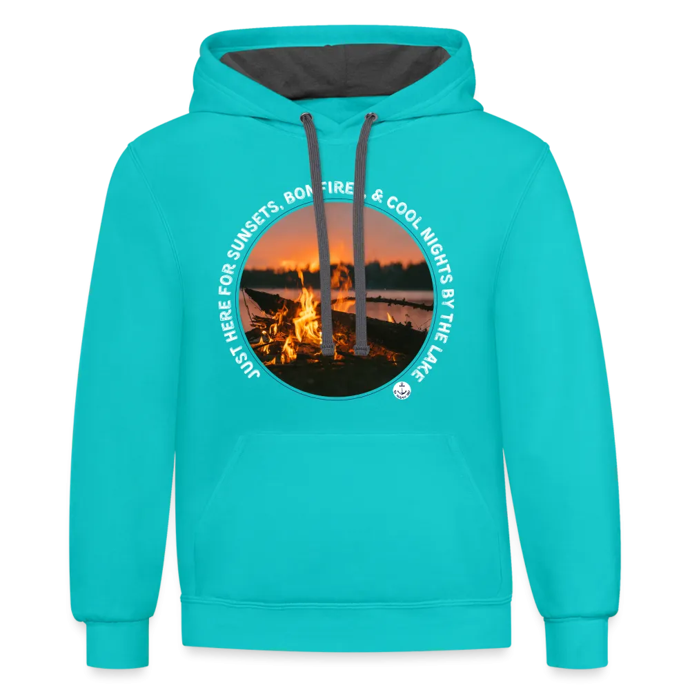 Sunsets & Bonfires Fall Contrast Color Lake Hoodie