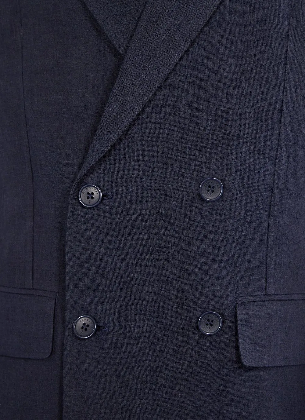 Tailored Double Breasted Blazer | Linen | Navy