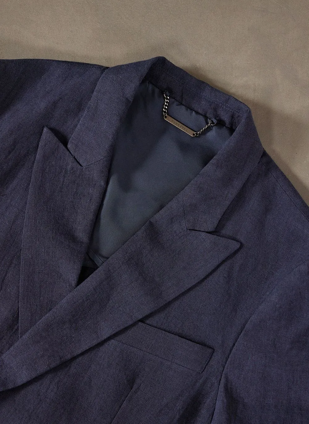 Tailored Double Breasted Blazer | Linen | Navy