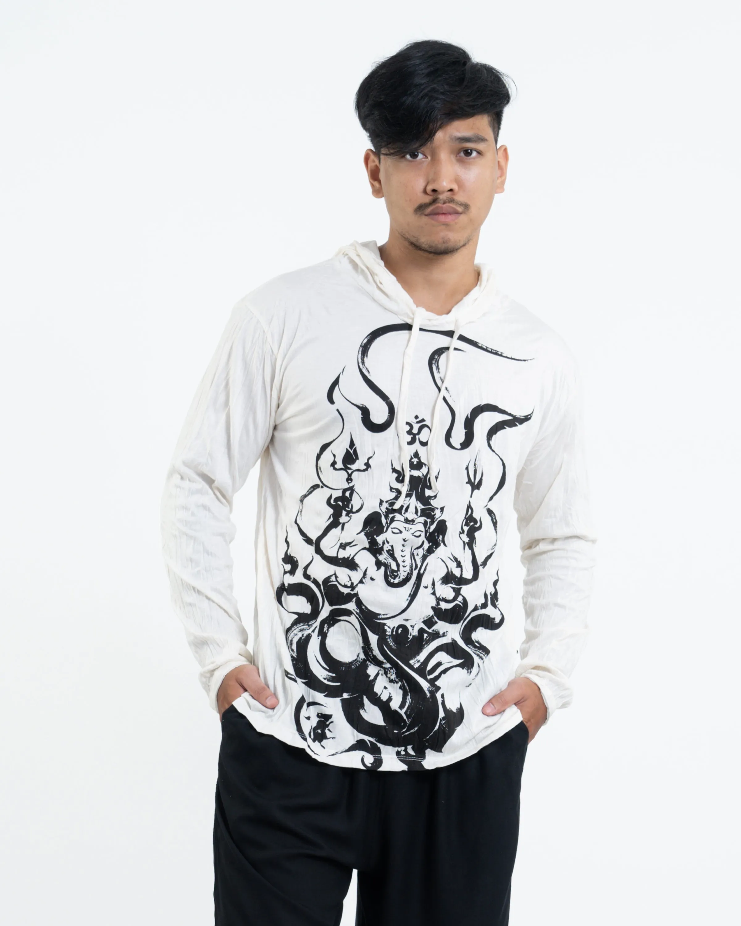 Unisex Ganesh Chakra Hoodie in White