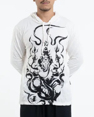 Unisex Ganesh Chakra Hoodie in White