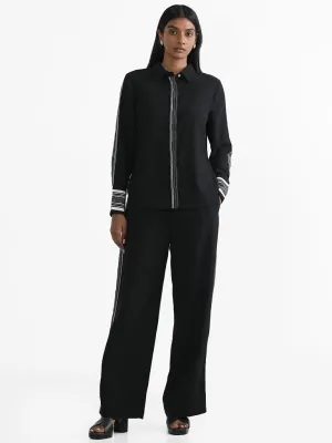 Wardrobe Black Clove Contrast Detail Trousers