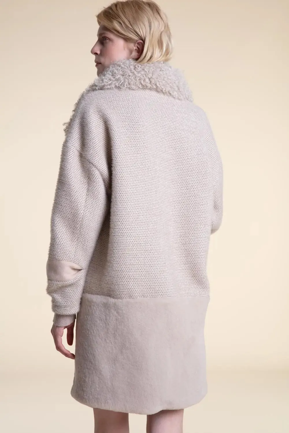 Wool coat with shearling collar